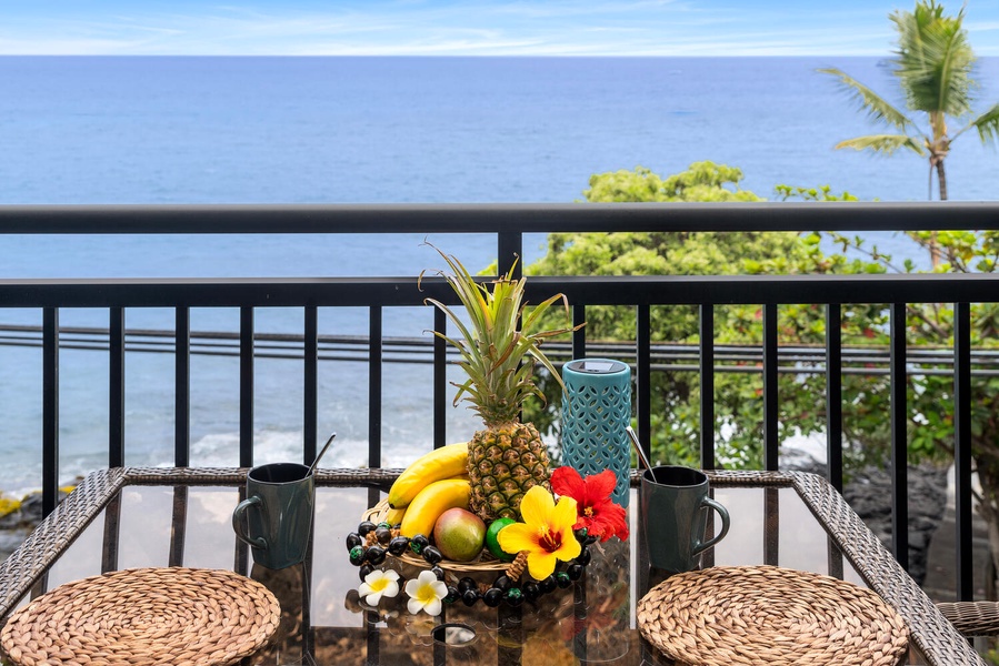 Savor tropical fruit and sea breezes on the lanai.