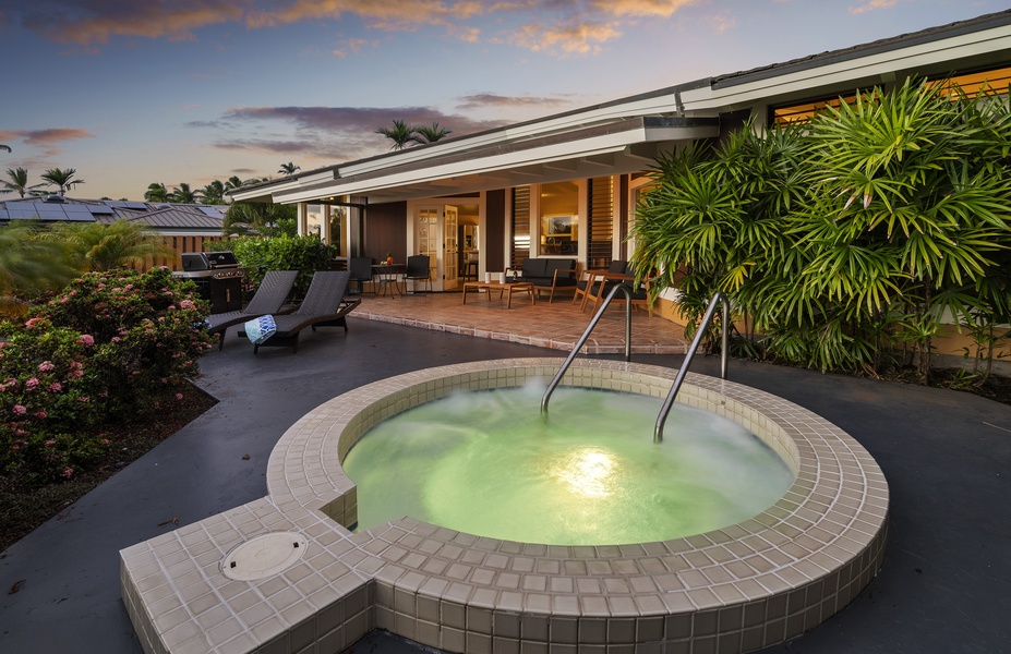 Take a dip in the hot tub as the cooler evening temperatures set in