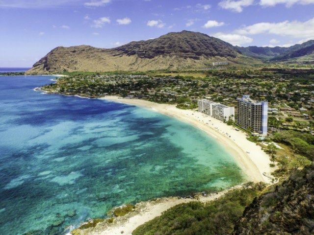An aerial view of the resort in Hawaii.