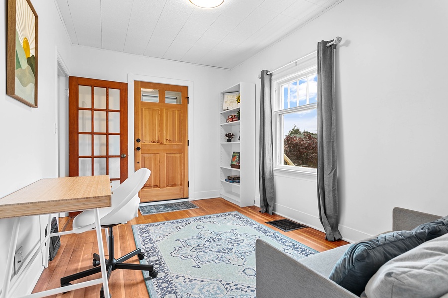 This flexible lounge/office space is ideal for reading, remote calls, or quiet time after adventure-filled days.