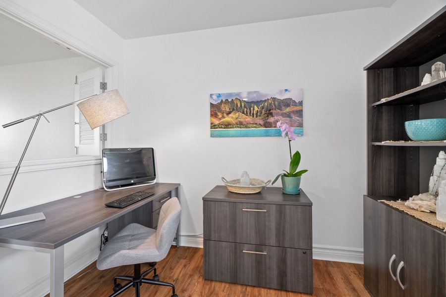 Stay productive and connected in the convenience of the suite's well-appointed home office space.