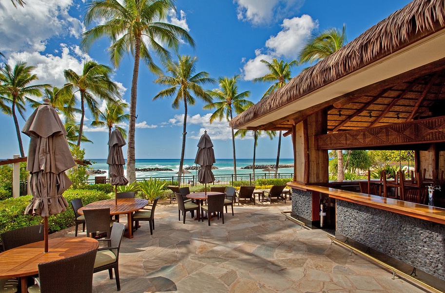 Dine by the sea and visit the beach front bar.