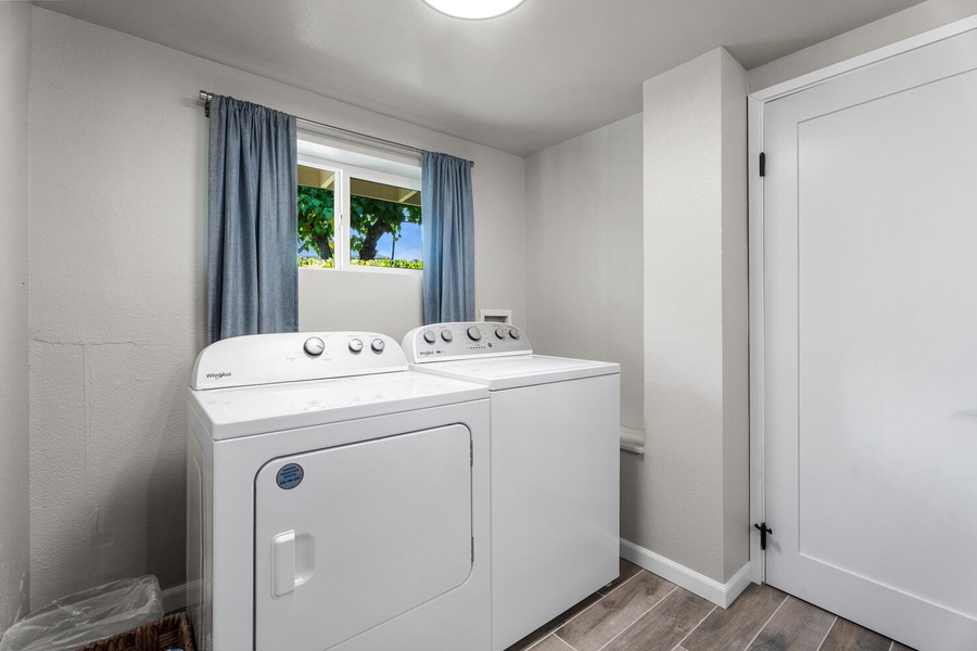 In-home washer and dryer for added convenience during longer stays.