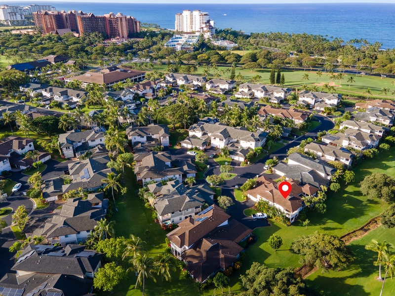 An aerial view of the neighborhood.