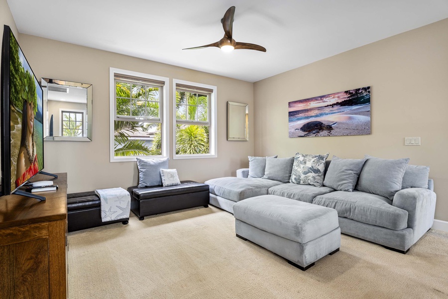 Upstairs living room equipped with two fold away Twin beds