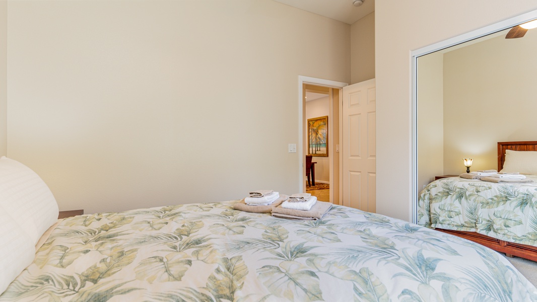 The first floor guest bedroom is comfortable and well designed.