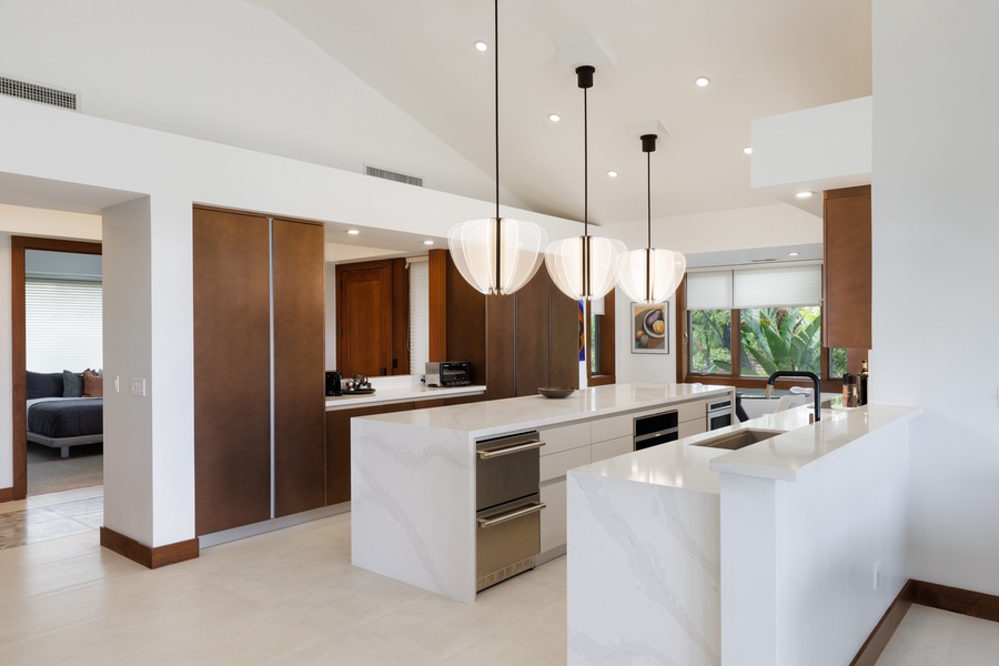 Elegantly appointed kitchen with lots of counter spaces to play.