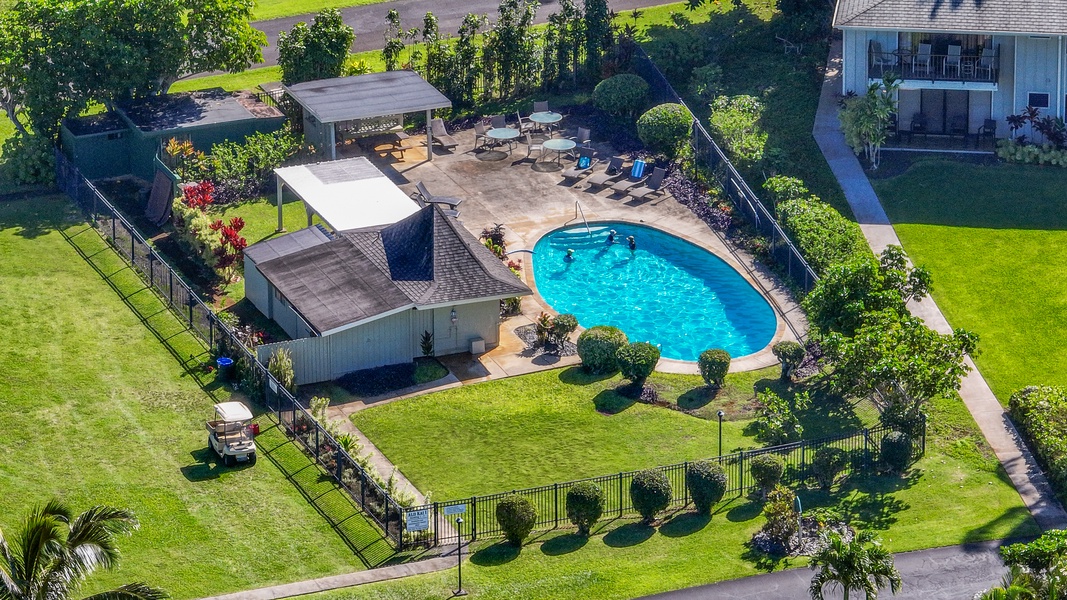 Aerial shot of the community pool.