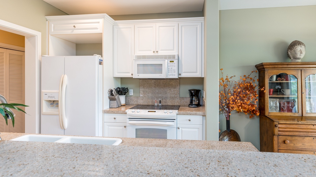 The spacious kitchen has all your needs for entertaining.