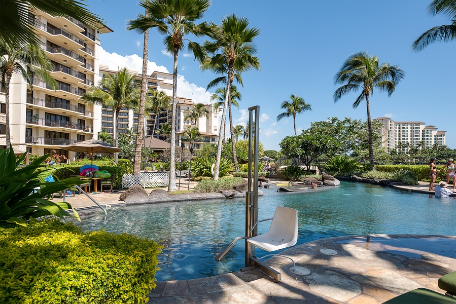 The beautiful pool with crystal blue waters at the resort.