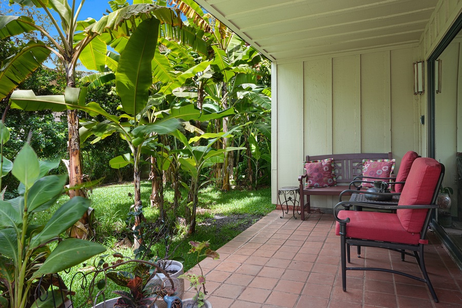 The lanai beckons with its inviting charm, providing a perfect space to relax and unwind