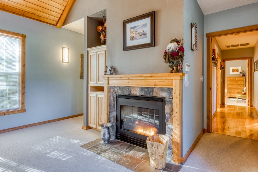 And is complete with a fireplace for warmth or ambiance as you end the day.