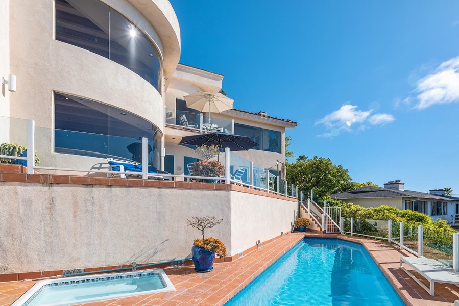 Hot tub and lap pool with stunning views of the Pacific Ocean