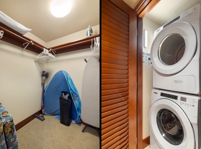 Spacious utility closet and in unit laundry nook.