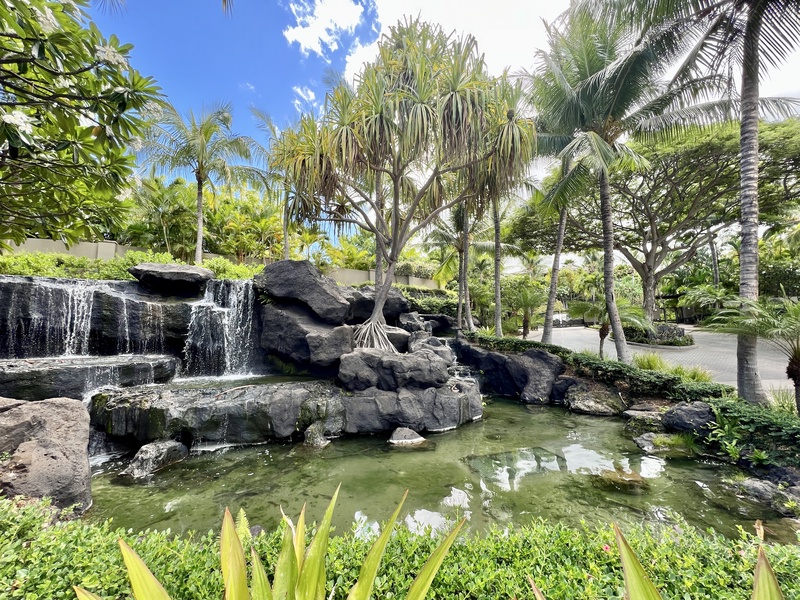 The resort style pool at Ho'olei is stellar with its waterfalls, romantic grotto and tiki torches, dual jacuzzi areas, sandy beach pool for the little ones.