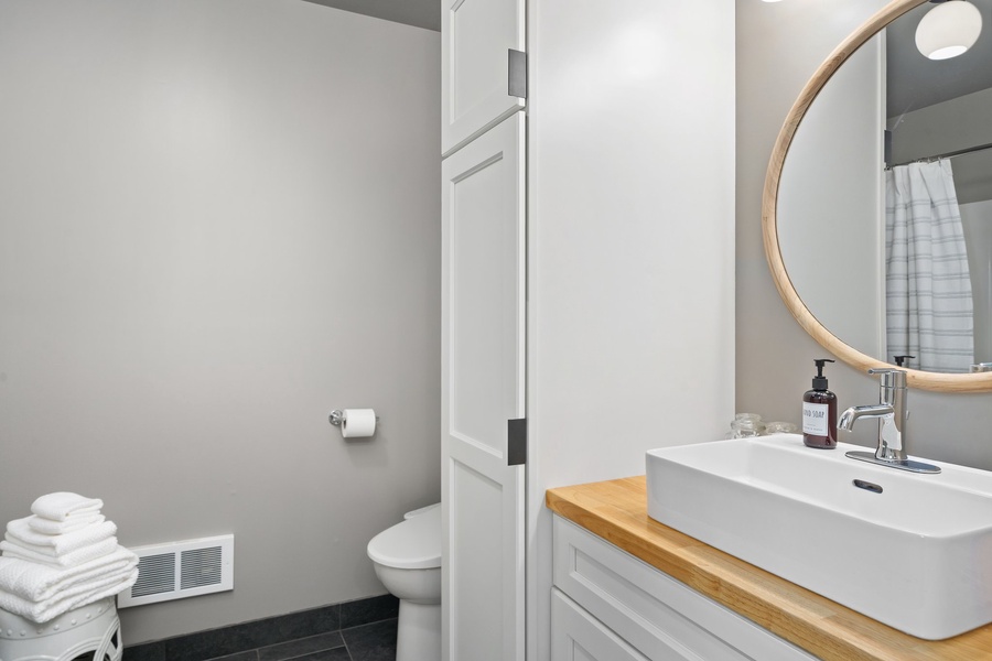 The Baker Suite has ensuite bathroom with a single vanity.