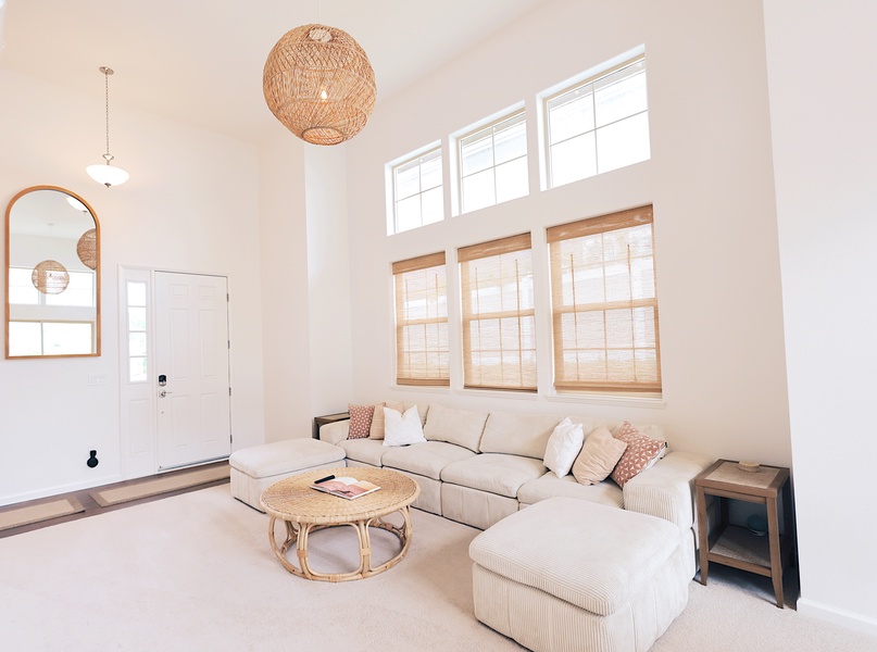 Tall ceilings and natural light create an airy, inviting living space for all-day comfort.