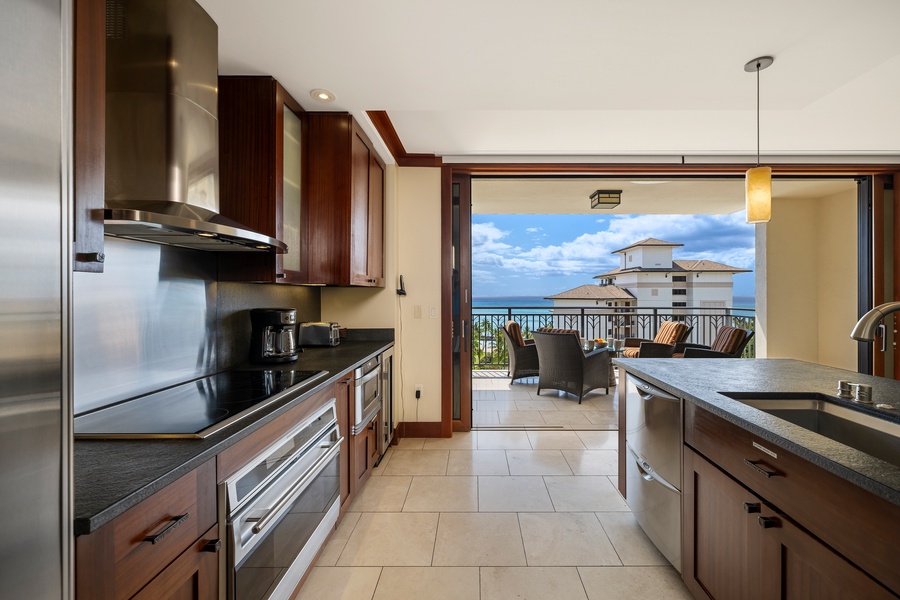 Stainless steel appliances and a wine cooler for the culinary best!