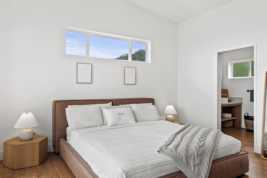 A cozy primary suite, perfect for a restful night after a day of exploration.