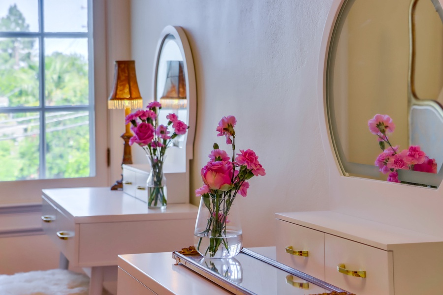 The chic vanity area.