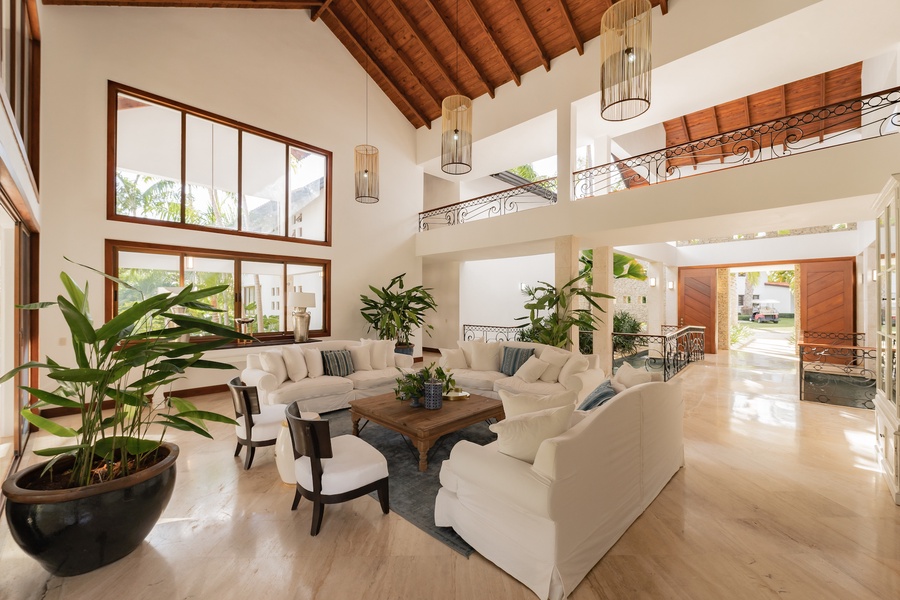 Living space with modern furnishings, seamlessly blending indoor and outdoor living.