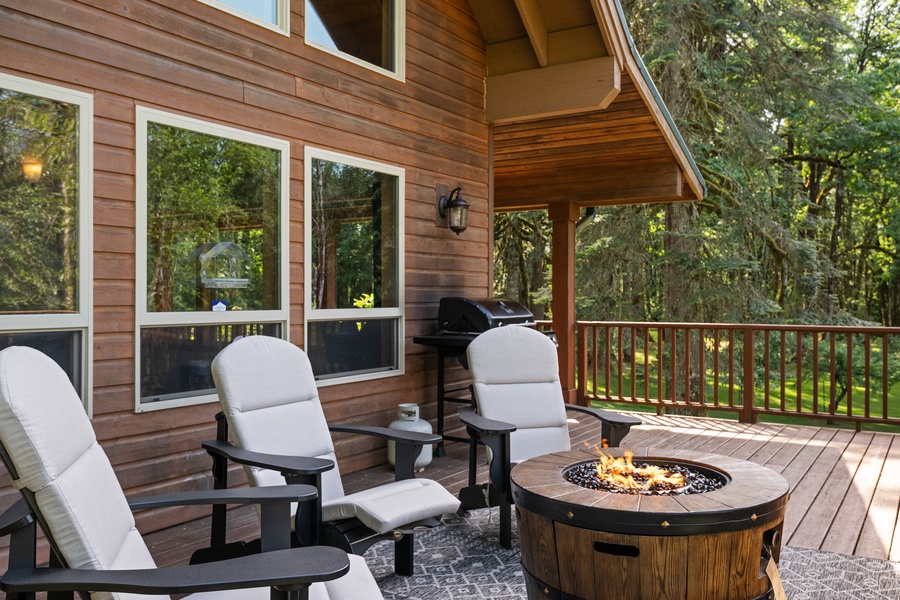 Gather 'round the fire and grill up some fun on our deck