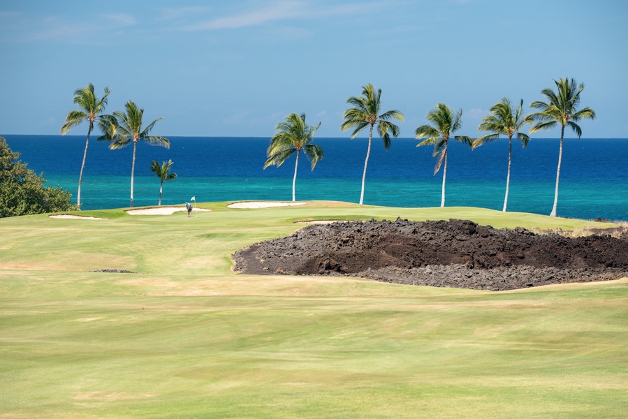 Beautiful blues and greens - ocean and golf course views from your private lanai!