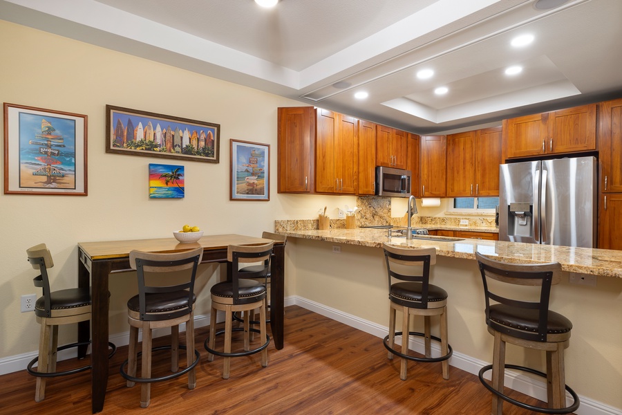 A spacious kitchen with ample counter space makes meal prep easy and convenient.