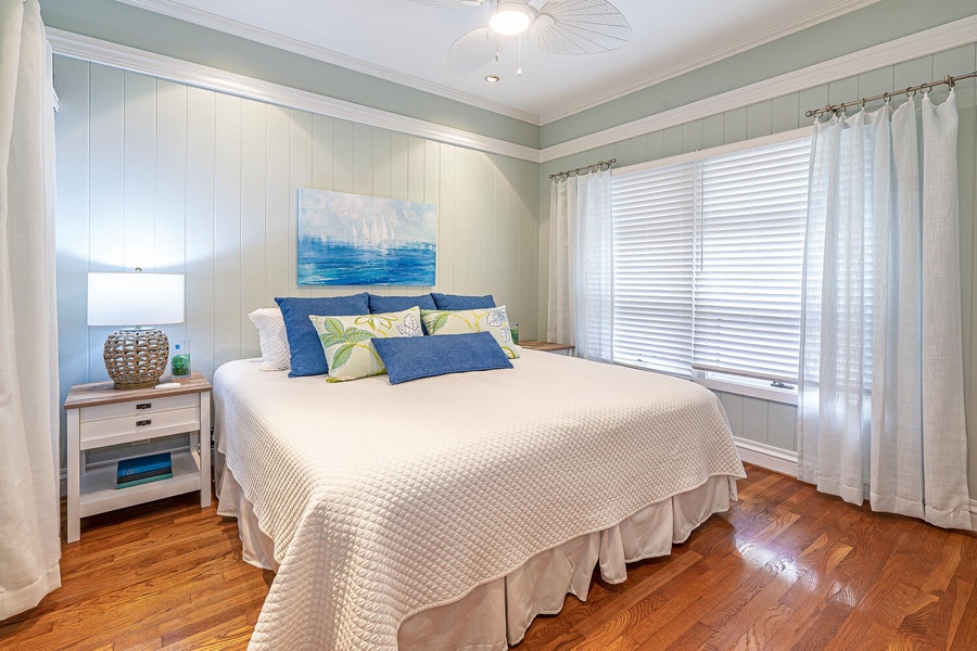 Downstairs guest bedroom with king bed