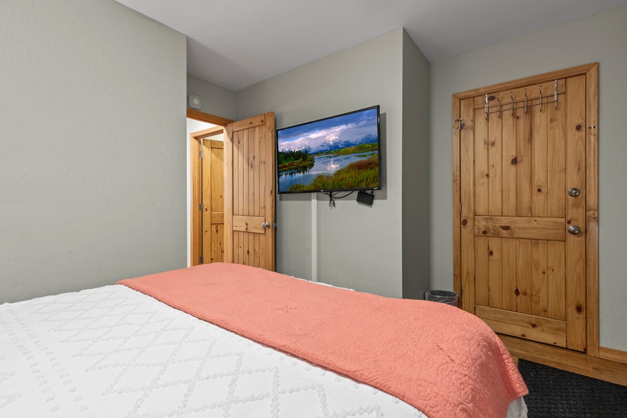A tv is included in the guest bedroom