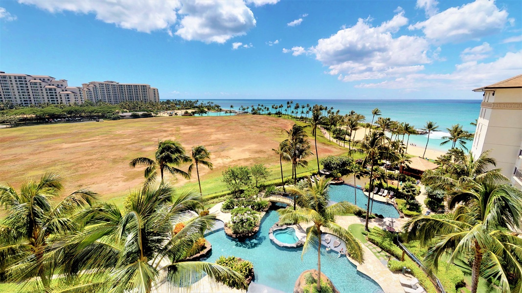 The lagoon pool from your lanai at this Oahu Ko Olina Beach Villa.