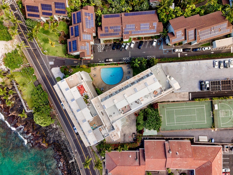 Aerial shot of the the complex.