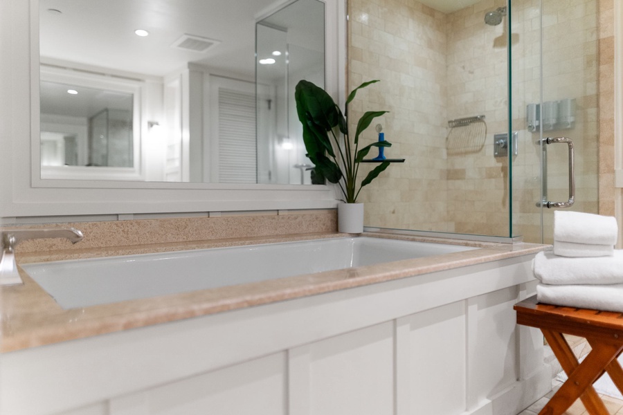 Relax and unwind in the soaking tub