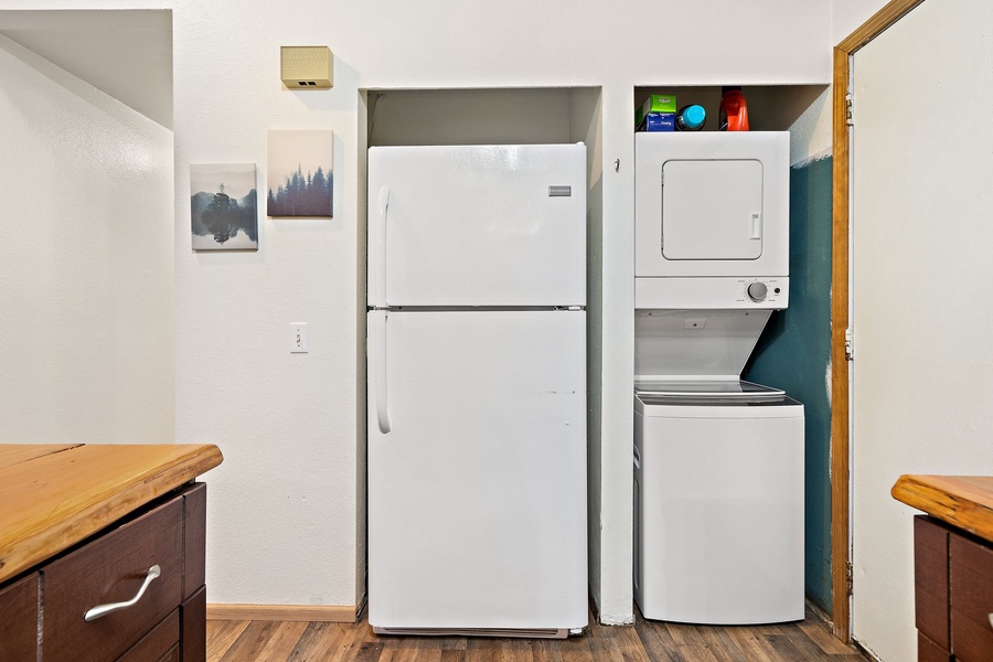 Laundry area in the kitchen with a washer/dryer