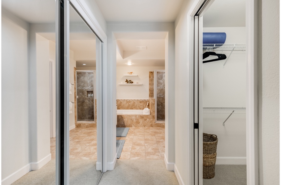 Primary Bedroom ensuite bathroom and two closets