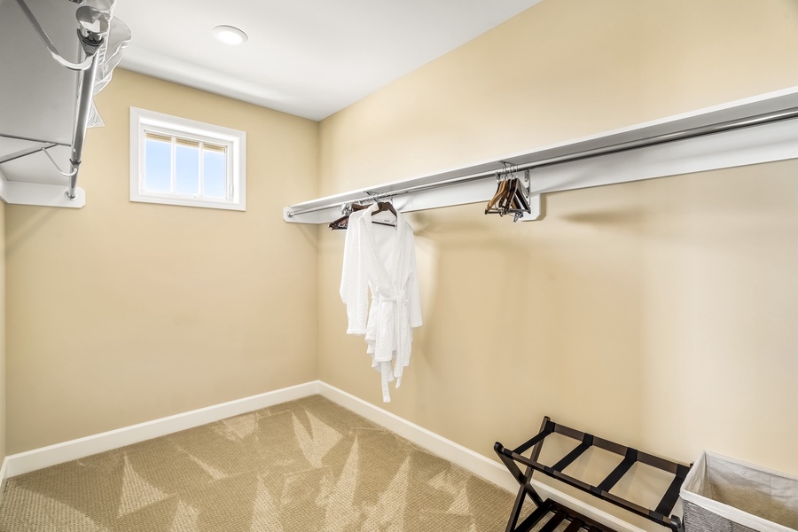 Primary bedroom closet with robes!