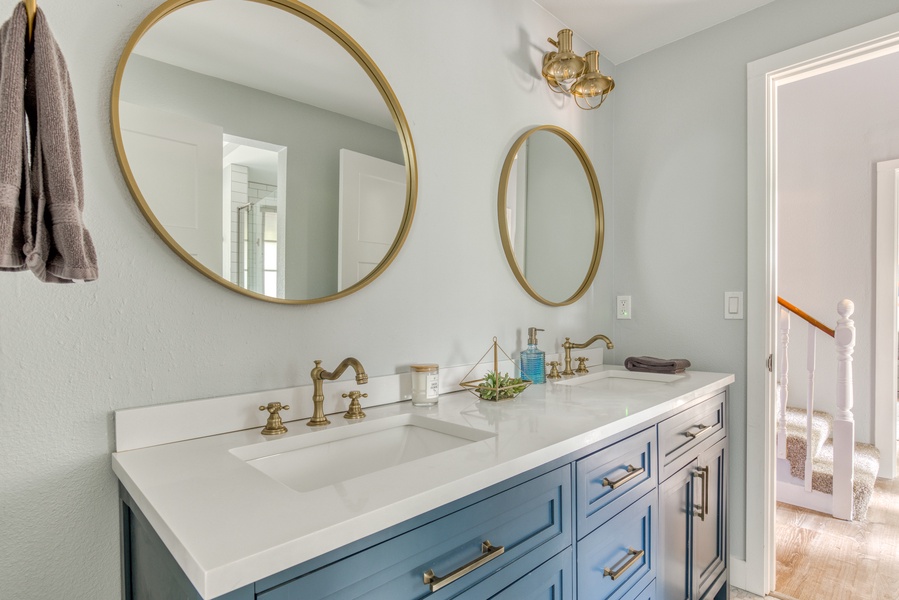 Elegant bathroom with dual vanities