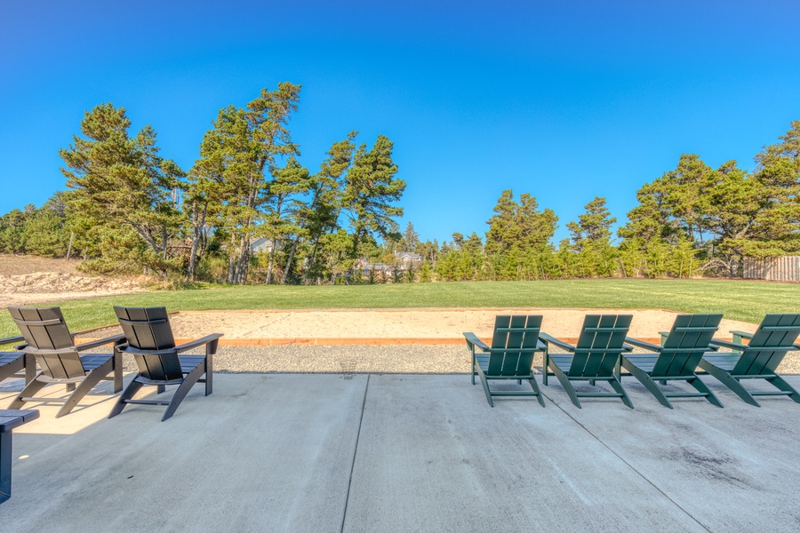 Watch your kids play while seating on comfy chairs sipping a good glass of wine