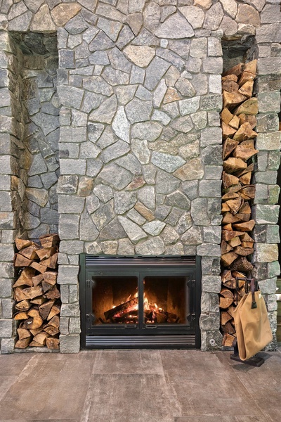 Living area fireplace to keep everyone warm.