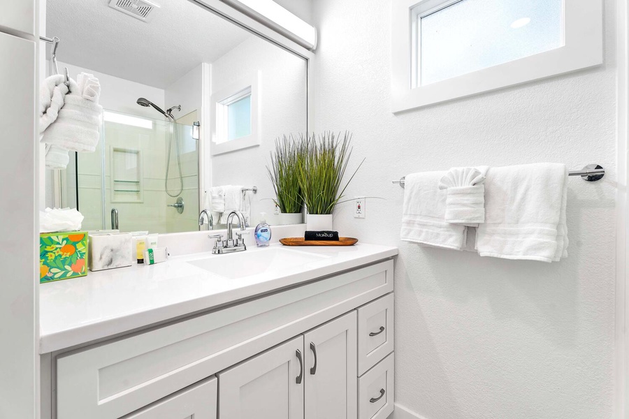 Junior Primary ensuite has a walk in shower and storage.