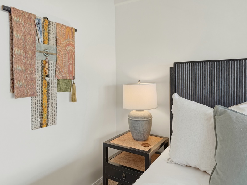 Drift off in your thoughtfully designed bedroom, where handcrafted textiles and warm lighting create a peaceful retreat after your adventures.