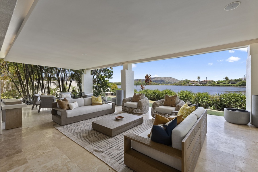 Quiet moments and endless laughter in the comfort of the covered lanai overlooking the water.