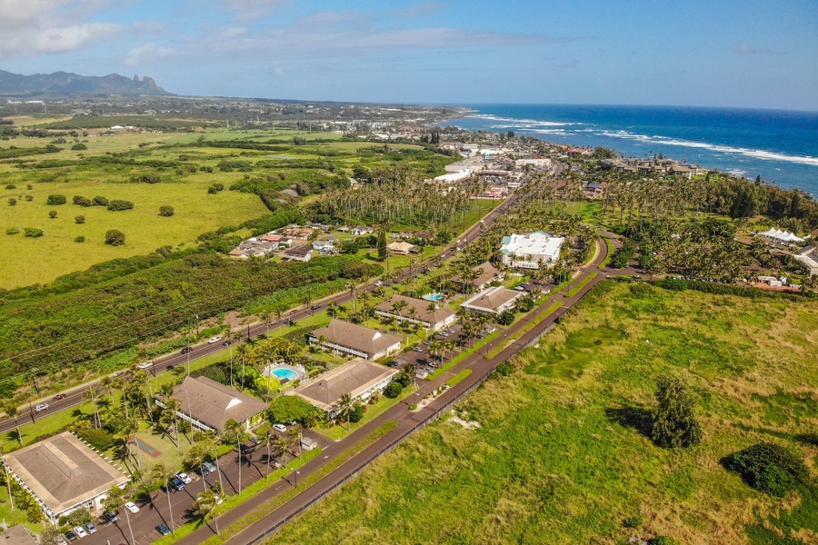 The aerial shot of the community.