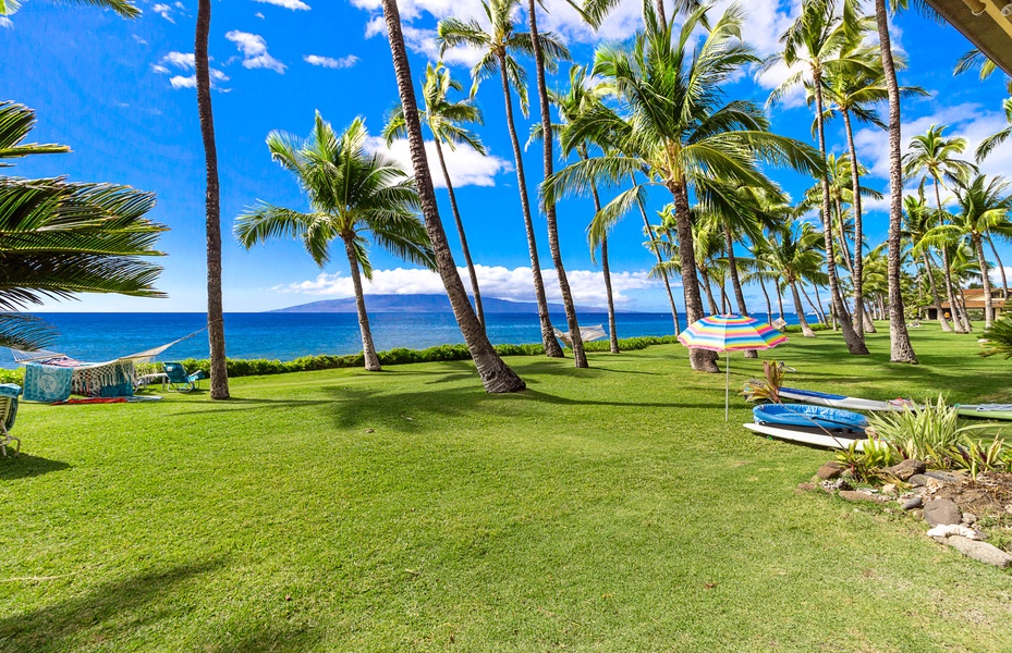 Stroll along the lush green lawns with uninterrupted ocean views.