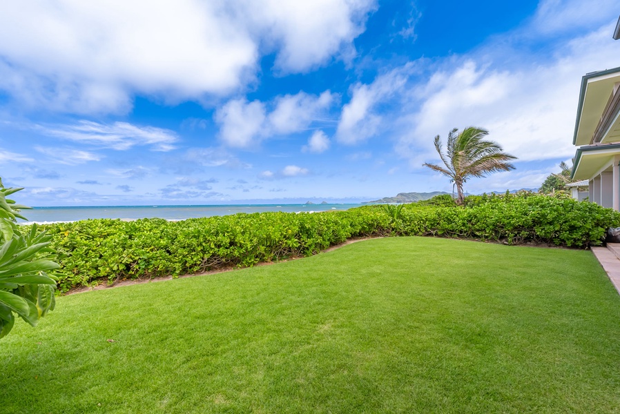 Private Oceanside Yard just steps to the white sandy Kailua Beach