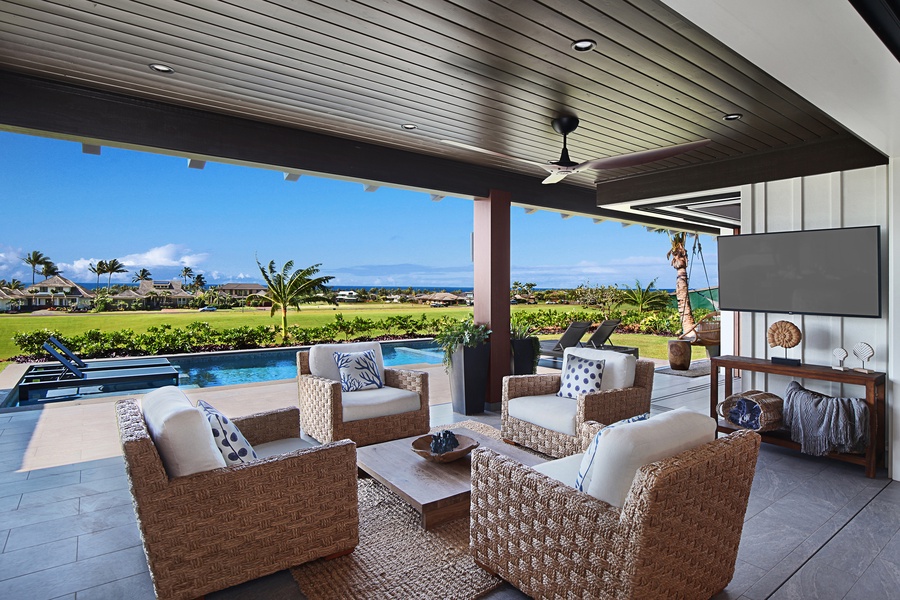 Outdoor living space with ocean views