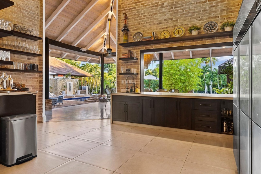 The kitchen also features ample counter space and storage.