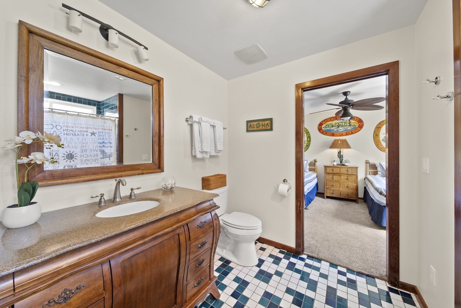 The Jack-and-Jill bath is shared with Guest Bedroom 3