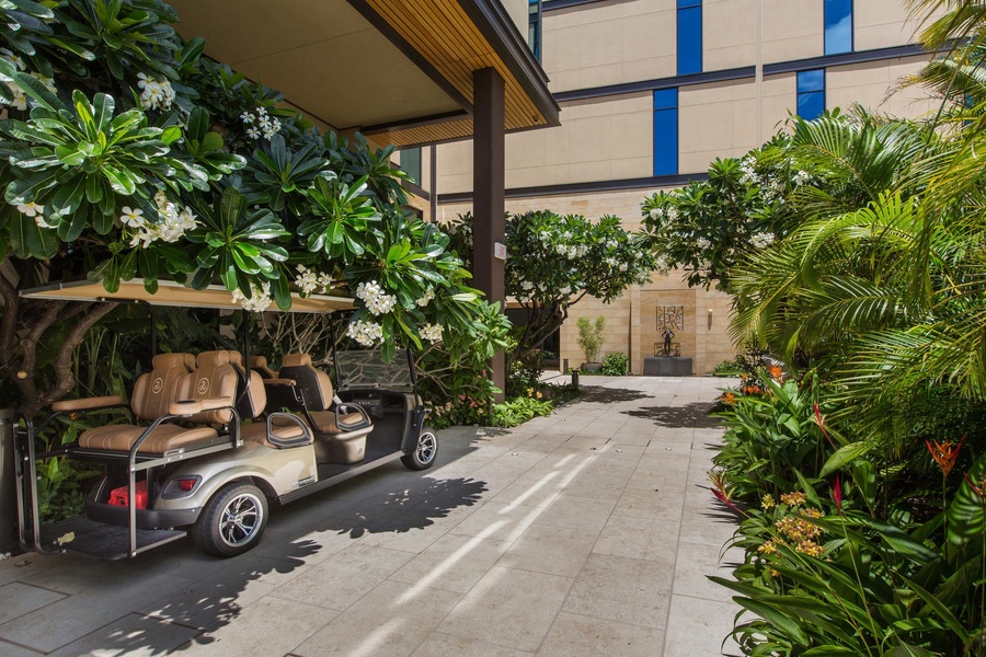 Golf cart amenity use for residents