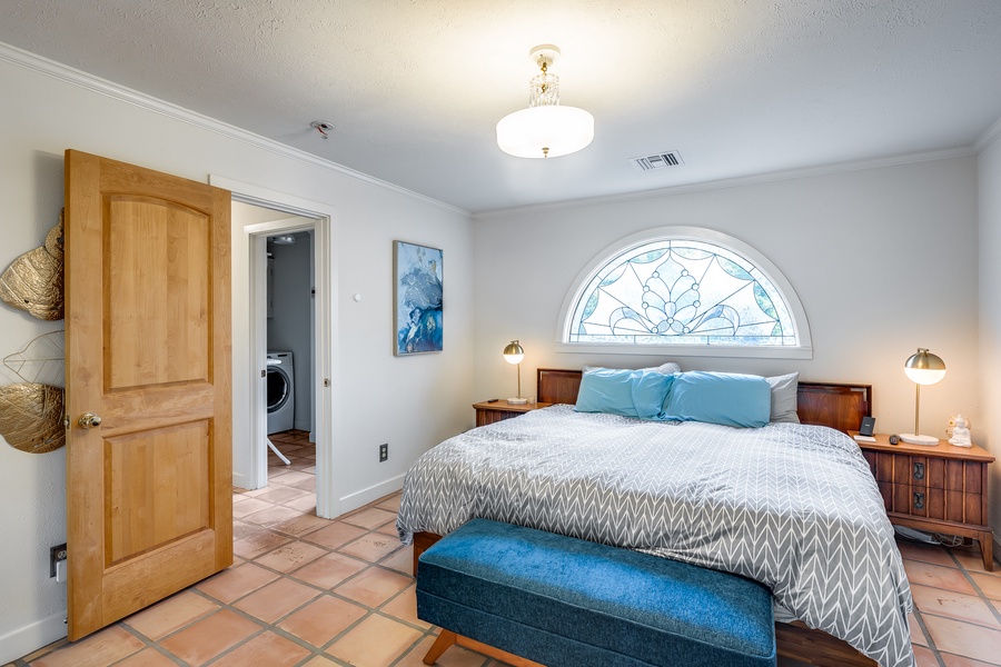 Spacious sanctuary with a plush king bed and fine linens.